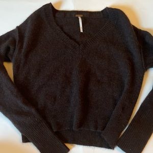Brown V-Neck Free People Sweater